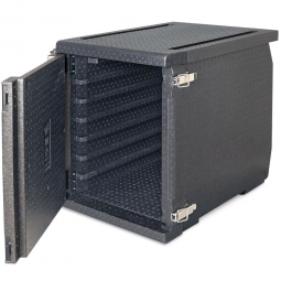 Frontlader Transport-Thermobox / Isolierbox für Backbleche und Tabletts, 7 Einschubstege, BxTxH 540x740x685 mm, Inhalt 146 Liter
