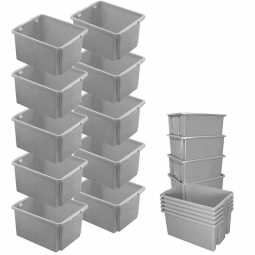 10x Dreh- und Stapelbehälter, Spar-Set, LxBxH 455x360x245 mm, 32 Liter, grau