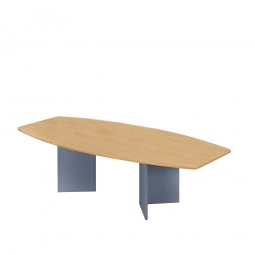 Konferenztisch mit Holzfußgestell, silber, Platte Buche, BxTxH 2800x1300/780x740 mm