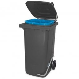 Müllbehälter, 240 Liter, grau, mit Fußpedal und Klemmring, BxTxH 580x730x1075 mm, Niederdruck-Polyethylen (PE-HD)