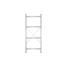 Edelstahl-Steck-Grundregal, BxTxH 800x600x2000 mm, mit 4 Regalböden T: 550 mm
