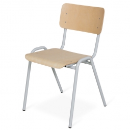 Stapel-Stuhl/Warteraum-Stuhl mit Stahlrohrgestell, belastbar bis 150 kg, Sitz und Lehne aus Buchen-Schichtholz, Gestell lichtgrau kunststoffbeschichtet