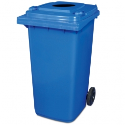 Müllbehälter mit Einwurfloch, BxTxH 580x730x1070 mm, 240 Liter, Farbe blau