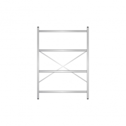 Edelstahl-Steck-Grundregal, BxTxH 1400x600x2000 mm, mit 4 Regalböden T: 550 mm