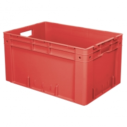 Schwerlastbehälter, geschlossen, PP, LxBxH 600x400x320 mm, 60 Liter, 2 Durchfassgriffe, rot