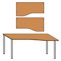 EDV-Tisch mit Quadratrohr-Füßen, Farbe silber, Buche, BxTxH 1800x800/1000x680-760 mm