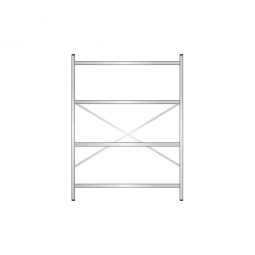 Edelstahl-Steck-Grundregal, BxTxH 1500x400x2000 mm, mit 4 Regalböden T: 350 mm