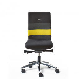 Bürodrehstuhl „Agilis AG10“, Polster schwarz mit gelbem Kontraststreifen, belastbar bis 120 kg