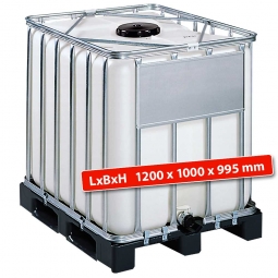 IBC-Container, 800 Liter, auf Kunststoffpalette, LxBxH 1200x1000x995 mm, weiß