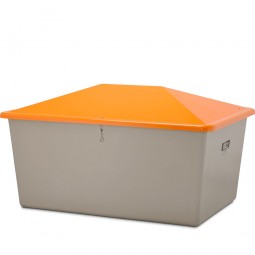 Streugut-Behälter, Volumen 2200 L, grau/orange, BxTxH 2130x1520x1240 mm, glasfaserverstärkter Kunstst. (GFK)
