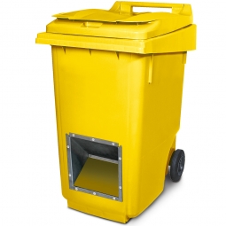 Streugutbehälter mit Entnahmeöffnung, gelb, 360 Liter, BxTxH 600x875x1100 mm