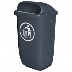 Abfallbehälter nach DIN 30713, 50 Liter, anthrazit, BxTxH 430x330x745 mm, Polyethylen-Kunststoff (PE-HD)