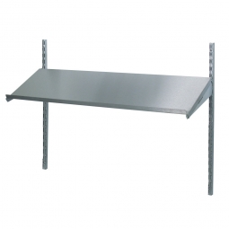 Edelstahl-Wandregal, BxT 1400x300 mm, mit 1 Regalboden, 2 Auflagekonsolen und 2 Wandschienen (750 mm)