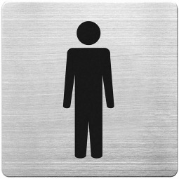 Hinweisschild "WC-Herren", Edelstahl, HxBxT 90x90x1 mm