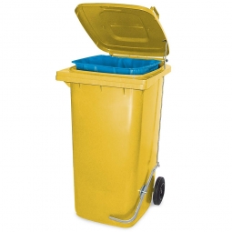 Müllbehälter, 240 Liter, gelb, mit Fußpedal und Klemmring, BxTxH 580x730x1075 mm, Niederdruck-Polyethylen (PE-HD)