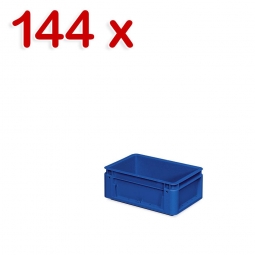 144 Schwerlastbehälter, geschlossen, LxBxH 300x200x120 mm, 4,6 Liter, 2 Griffleisten, blau