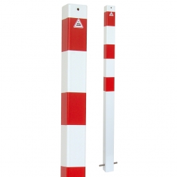 Absperrpfosten, sichtbare Höhe 900 mm, rot/weiß, Vierkant 70x70 mm, feste Ausführung, zum einbetonieren
