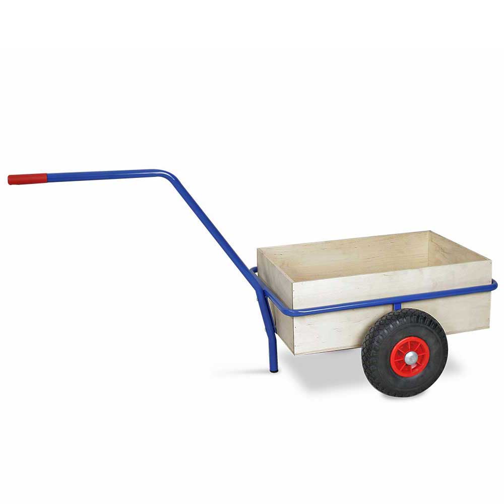 Handwagen mit Holzkasten, Tragkraft 200 kg, kunststoffbeschichtet in Farbe  blau RAL 5010 | Handwagen | Transportgeräte | BRB