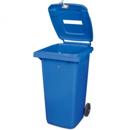 Müllbehälter mit Papiereinwurf, verschließbar, 240 Liter, blau