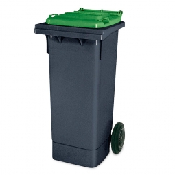 80 Liter MGB, Müllbehälter in grau mit grünem Deckel