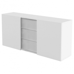 Sideboard "BUDGET" BxTxH 1600x500x740 mm, weiß, 2 Ordnerhöhen und 3 Schubladen