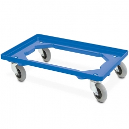 Transportroller / Flüster-Roller für Euro-Stapelbehälter 600x400 mm, blau, offenes Deck, Tragkraft 250 kg