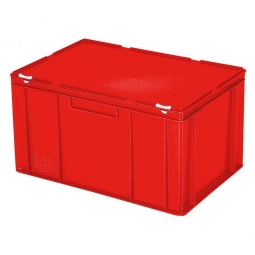 Euro-Aufbewahrungsbox mit Deckel, LxBxH 600x400x330 mm, 63 Liter, rot