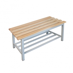 Sitzbank mit Schuhrost, BxTxH 1000x400x400 mm, Gestell RAL 7035 lichtgrau, Sitzfläche aus Naturholz Sitzbank mit Schuhrost, BxTxH 1000x400x400 mm, Gestell RAL 7035 lichtgrau, Sitzfläche aus Naturholz