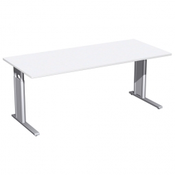 Schreibtisch PREMIUM höhenverstellbar, Rechteck, Weiß/Silber, BxTxH 2000x800x680-820 mm