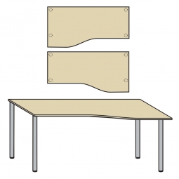 EDV-Tisch mit Quadratrohr-Füßen, Farbe silber, Ahorn, BxTxH 1800x800/1000x680-760 mm
