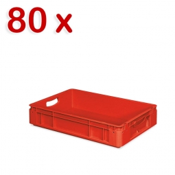 80 Schwerlastbehälter, geschlossen, LxBxH 600x400x120 mm, 23 Liter, 2 Durchfassgriffe, rot