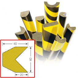 Kantenschutz Trapez, selbstklebend, Profil 40x40 mm,  Länge 1000 mm, Farbe gelb/schwarz
