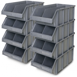 8x Sichtbox CLASSIC FB 1T mit Trennwand, LxBxH 570/450x437x245 mm, Gewicht 2,5 kg, 48 Liter, grau