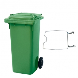 Müllbehälter, 120 Liter, grün, mit Klemmring
