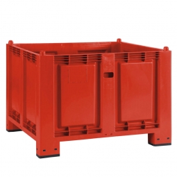 Palettenbox mit 4 Füßen, LxBxH 1200x800x850 mm, Tragkraft 500 kg, rot, Boden/Wände geschlossen