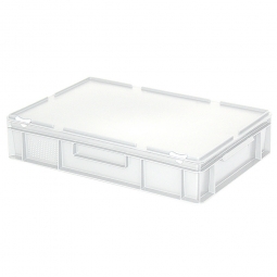 Euro-Aufbewahrungsbox mit Deckel, LxBxH 600x400x130 mm, 23 Liter, weiß