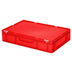 Euro-Aufbewahrungsbox mit Deckel, LxBxH 600x400x130 mm, 23 Liter, rot