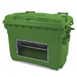 Streugutbehälter mit Entnahmeöffnung, Inhalt 660 Liter, grün, BxTxH 1360x765x1000 mm