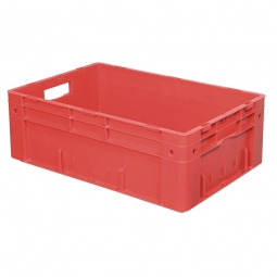 Schwerlastbehälter, geschlossen, PP, LxBxH 600x400x210 mm, 38 Liter, 2 Durchfassgriffe, rot