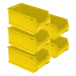 5x Sichtbox PROFI LB 2, gelb, Inhalt 21,8 Liter, LxBxH 500x300x200 mm, innen 425x270x190 mm