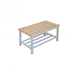 Sitzbank mit Schuhrost, BxTxH 800x400x400 mm, Gestell RAL 7035 lichtgrau, Sitzfläche aus Naturholz Sitzbank mit Schuhrost, BxTxH 800x400x400 mm, Gestell RAL 7035 lichtgrau, Sitzfläche aus Naturholz