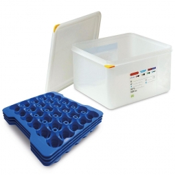 Eier-Transportbox, Polypropylen-Kunststoff (PP), LxBxH 354x325x200 mm, Behälter im Gastronorm-Maß GN 2/3
