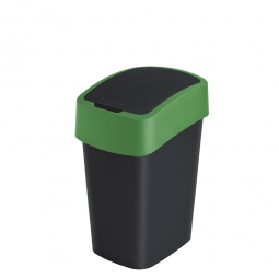 Abfallbehälter mit Schwing- oder Klappdeckel, PP, BxTxH 189x235x350 mm, Inhalt 10 Liter, schwarz/grün