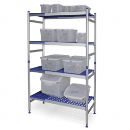 Aluminiumregal / Kühlhausregal für den Hygienebereich, Stecksystem, BxTxH 890-1350x475x1675 mm
