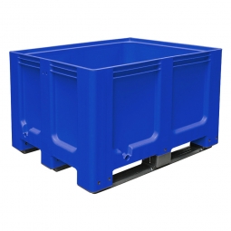 Großbox / Großbehälter mit 3 Kufen, 610 Liter, LxBxH 1200x1000x760 mm, Boden/Wände geschlossen, blau