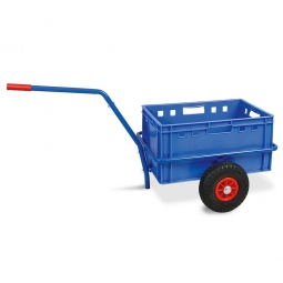 Handwagen mit E3 Kunststoffkasten, H 300 mm, blau, LxBxH 1250x640x660 mm, Tragkraft 200 kg