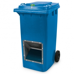 Streugutbehälter mit Entnahmeöffnung und Schließung, blau, 240 Liter, BxTxH 580x730x1075 mm