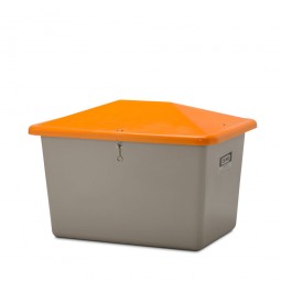 Streugut-Behälter, Volumen 700 L, grau/orange, LxBxH 1340x990x960 mm, glasfaserverstärkter Kunststoff (GFK)
