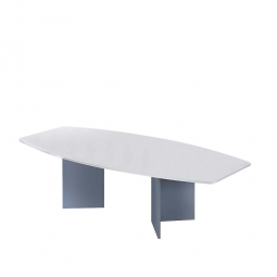 Konferenztisch mit Holzfußgestell, silber, Platte grau, BxTxH 2800x1300/780x740 mm