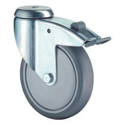 Schwere Apparate-Lenkrolle mit Feststellbremse, Rad-ØxB 80x21 mm, Tragkraft 80 kg, grau